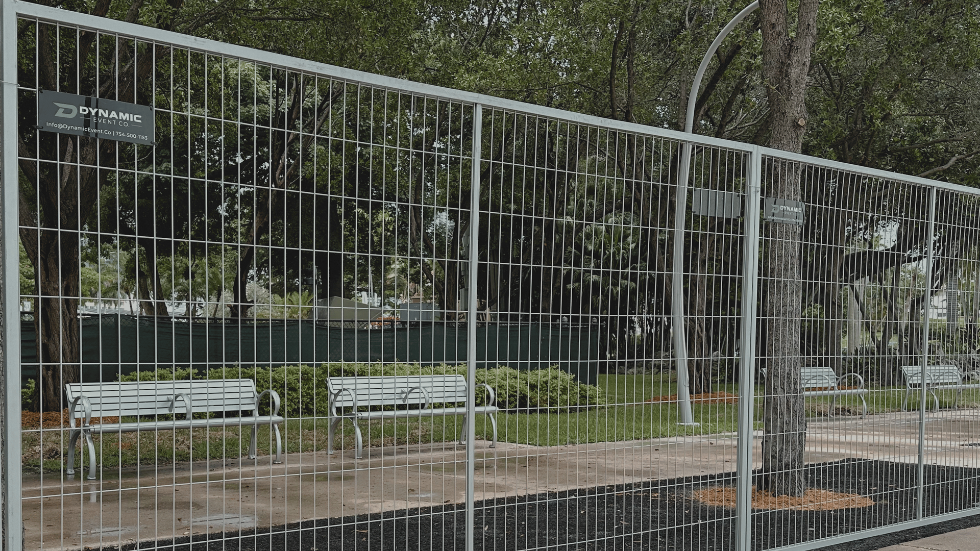 Dynamic's metal barrier fence running along an event perimeter